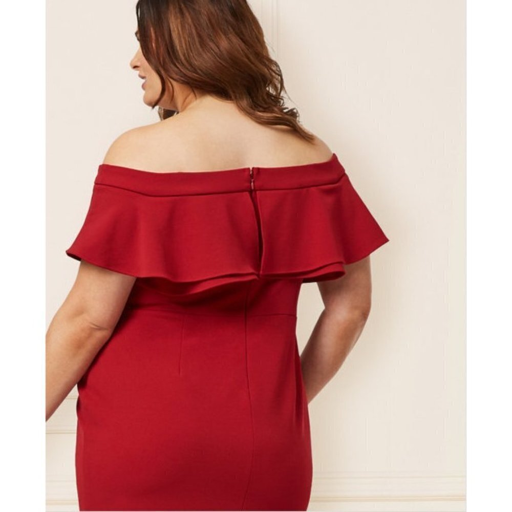 Women Le Chateau Knit Crêpe Off-the-Shoulder Dress Size 2X Red - Picture 6 of 6